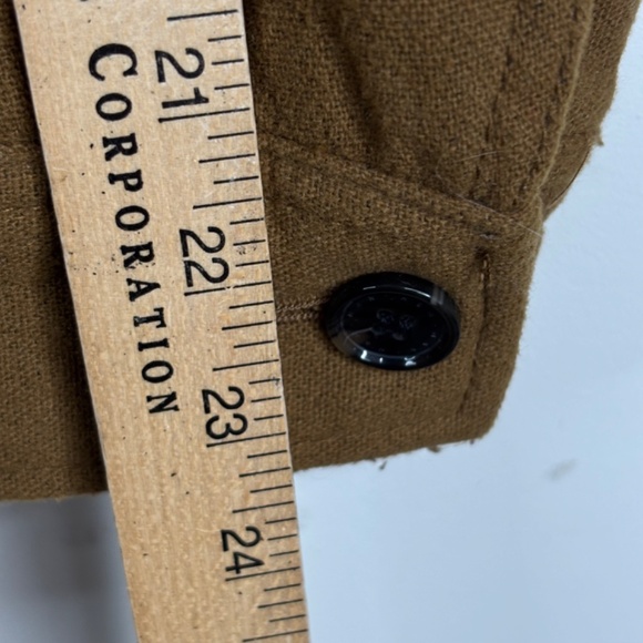 H&M Wool Shirt Jacket Mens S Double Pockets Camel Brown Minimalist Shacket Coat - Picture 12 of 13